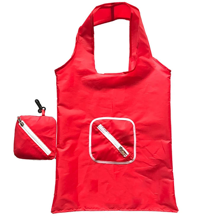 
Foldable shopping bag portable Storage waterproof daily Oxford green portable advertising gift Folding zipper shopping bag 
