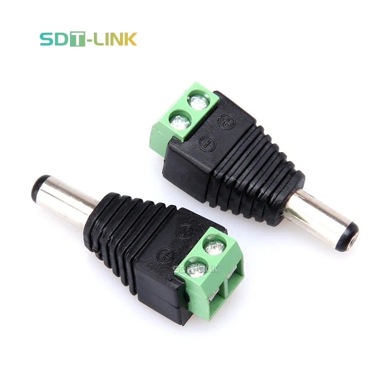 100pcs Per Bag 5.5 x 2.1mm 5.5 x 2.5mm DC Male Connector 2-pin DC Power Adapter Connector Plug With Jack For CCTV Camera