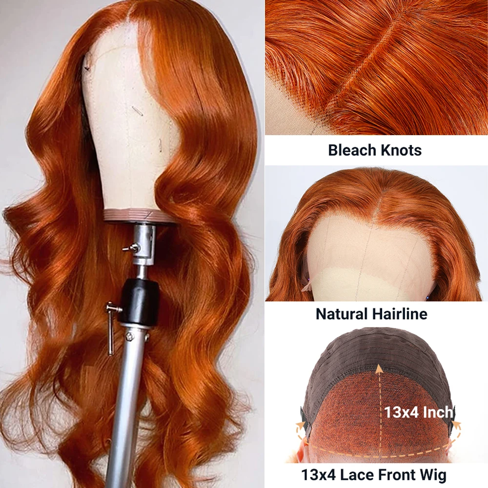 #350 Ginger Orange Brazilian Body Wave Human Hair HD Lace Frontal Wigs for Black Women Lace Front Wigs Full Lace Human Hair Wigs