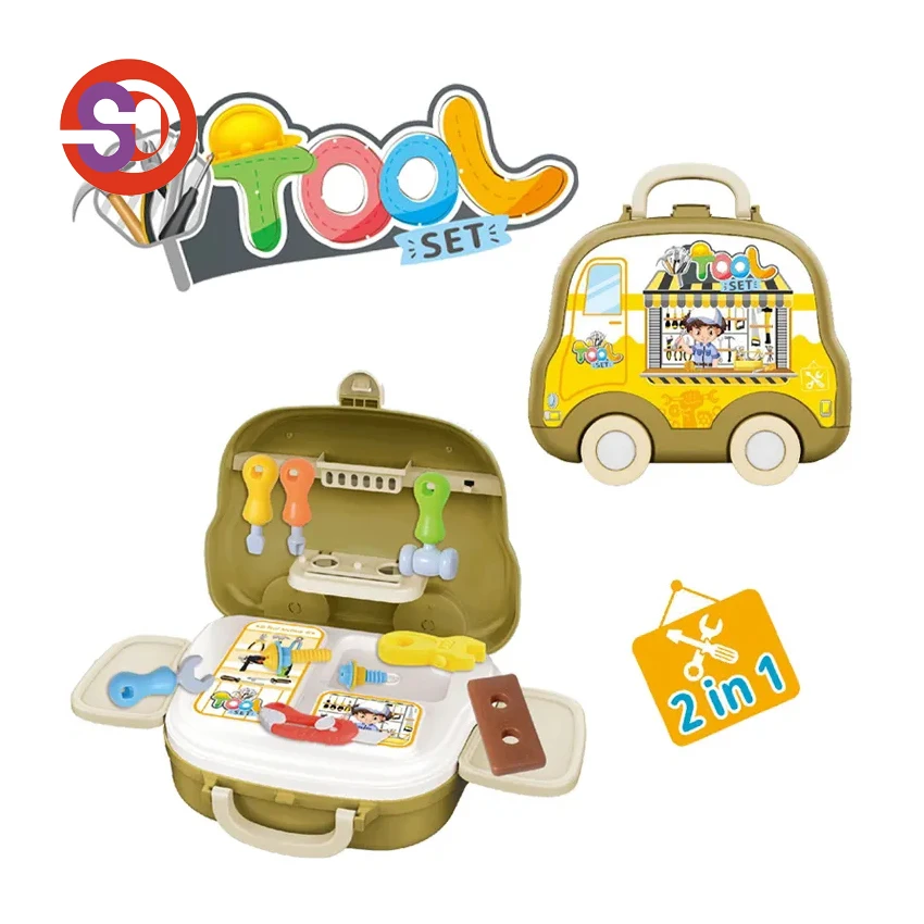 2023 Suitcase 2 in 1 Plastic Tool Kit Toy Construction Tool Box Toy Set For Kids