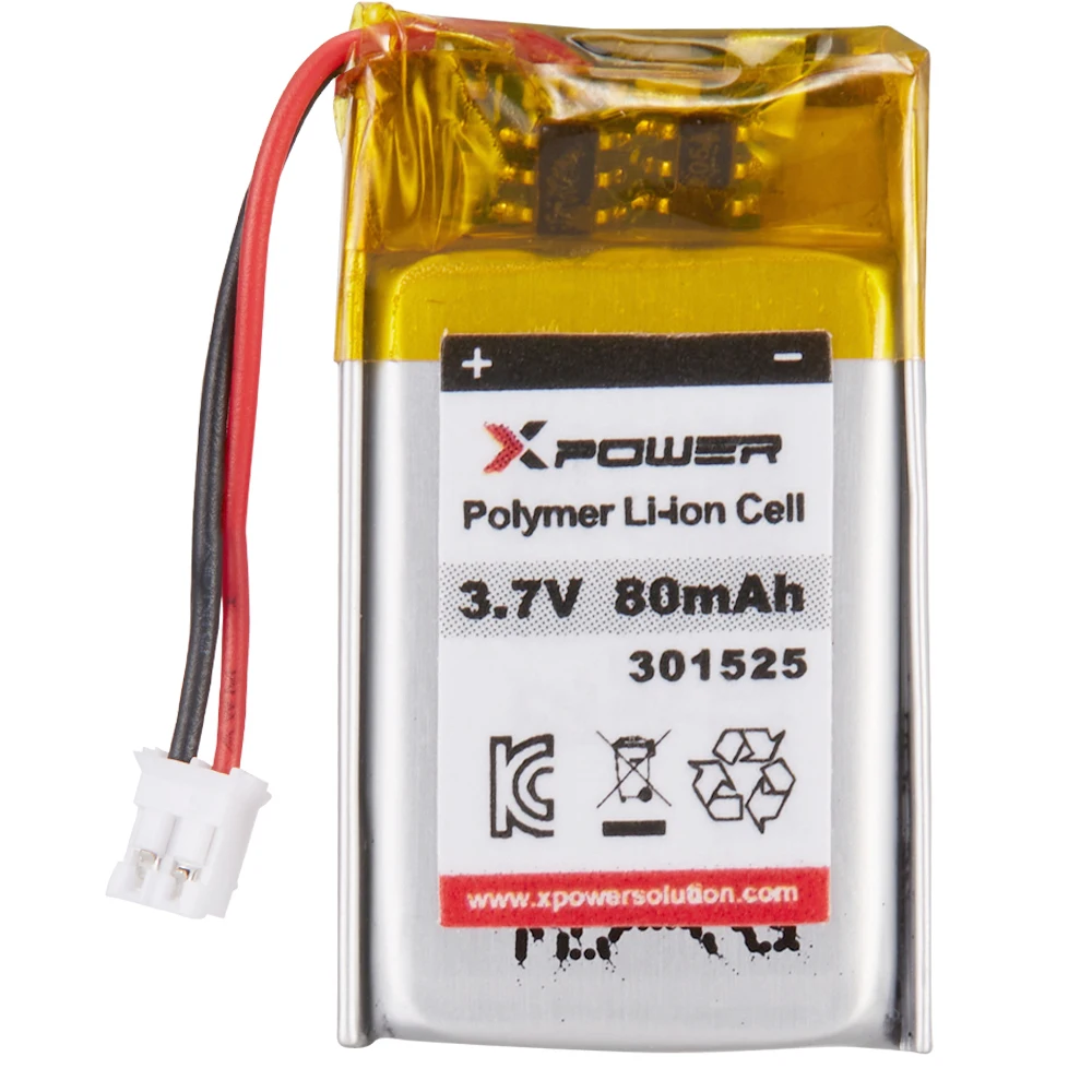 Xpower High Quality 80mAh 3.7V 301525 KC Lithium Battery Li-on Battery For Headset