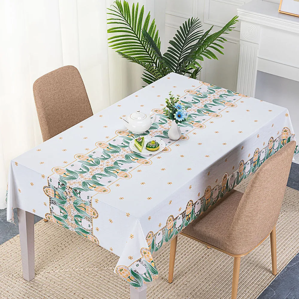 IUIU Cheap Home Gold and Green NT NR PVC Foam Table Cloth with PVC Film