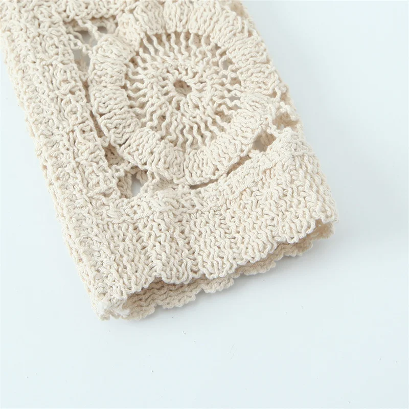 TAOP&ZA 2024 spring new product forest three-dimensional hollow crochet knitted cardigan for women apricot V-neck jacket 245