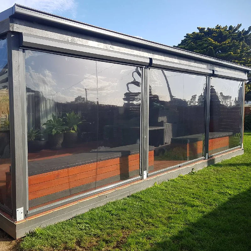 Weather proof waterproof transparent roll down zipper blinds retractable patio zip track pvc outdoor clear plastic roller blinds