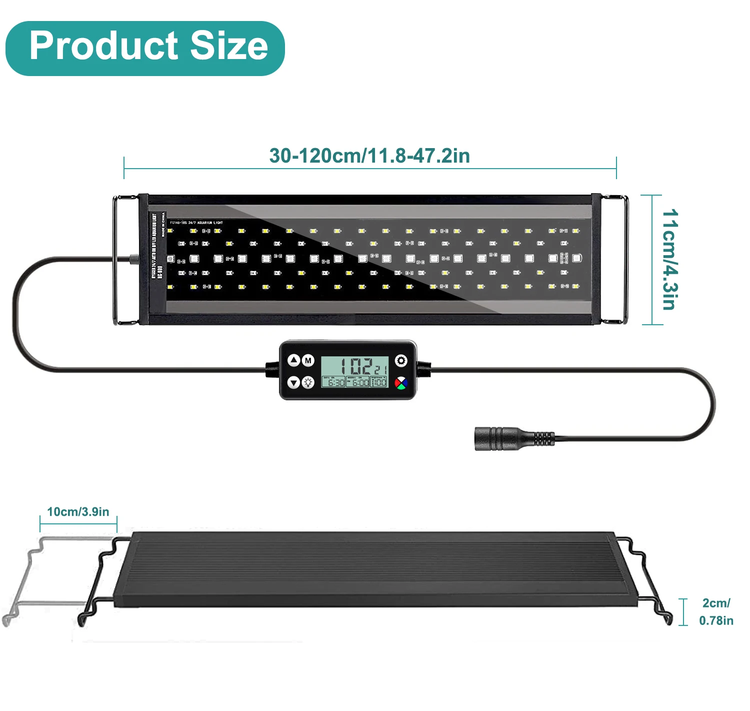 120cm IP68 Intelligent Freshwater Fish Tank Light Full Spectrum Aquarium LED With Timer