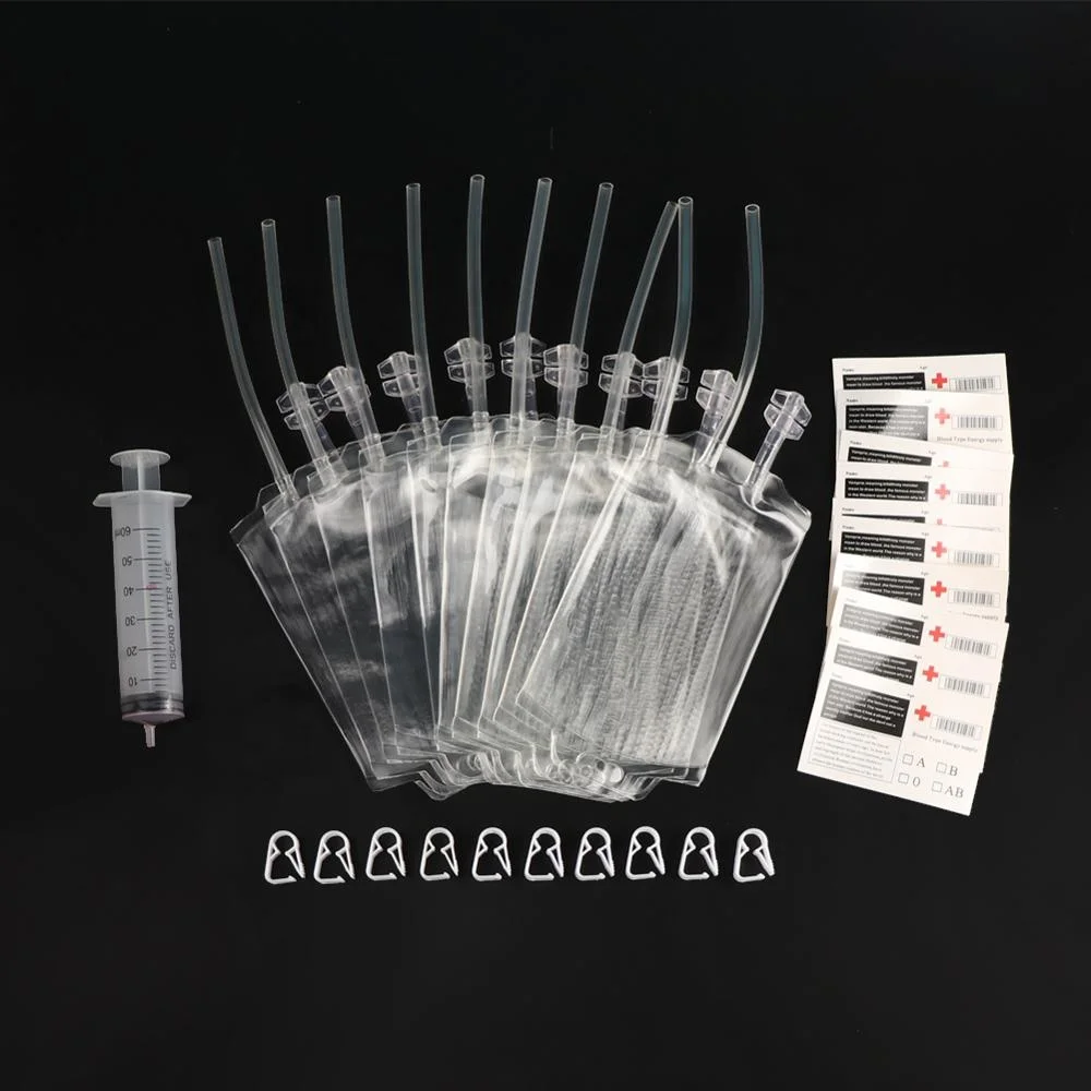 OurWarm Horror Halloween Party Decoration Festival Supplies 10 PCS Vampires Reusable Blood Bags Juice Pouch with Syringe