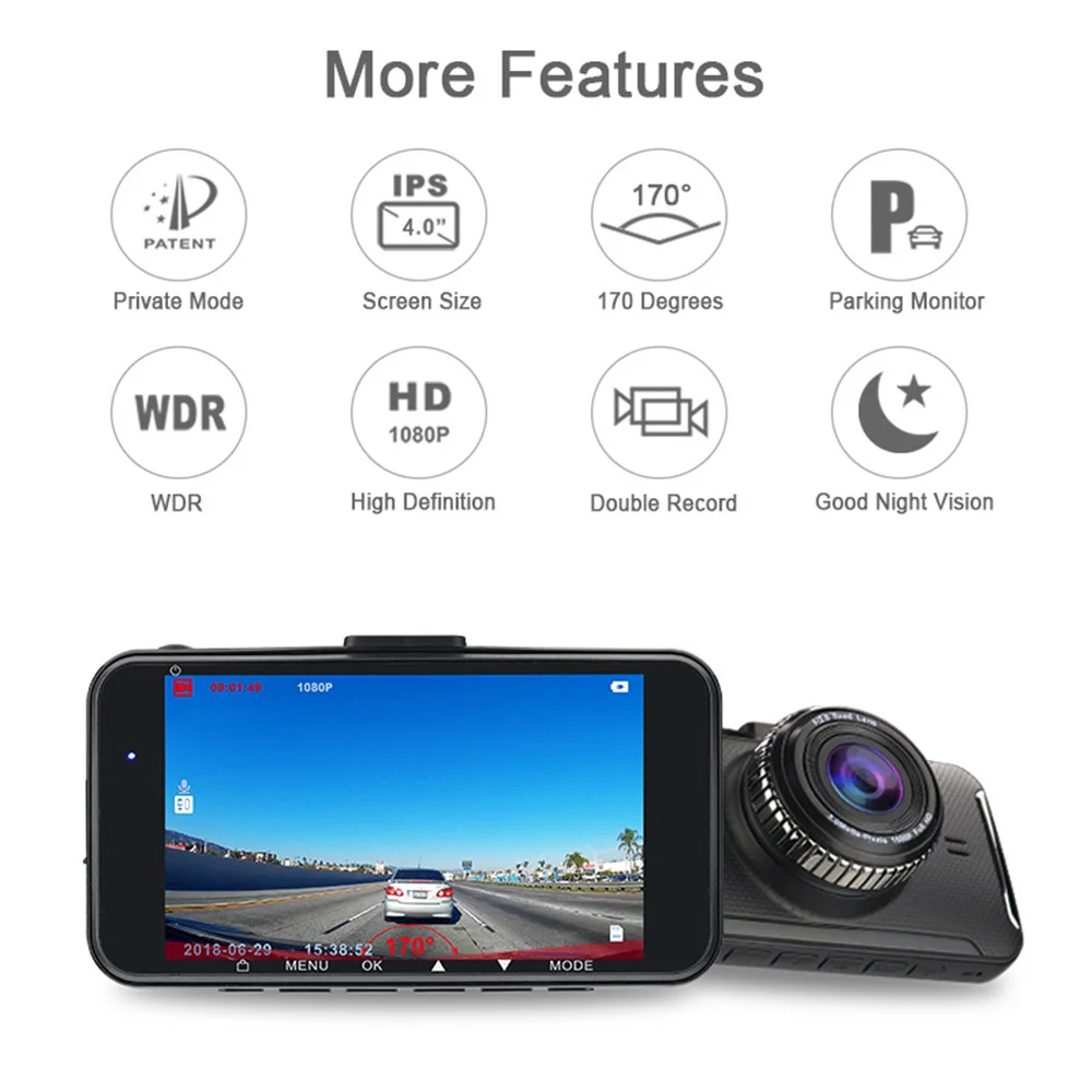 Mini 4 Inch Auto  Full HD 1080P 170 Degree Recorder WIFI GPS Dash Cam DVR Video Car Camera
