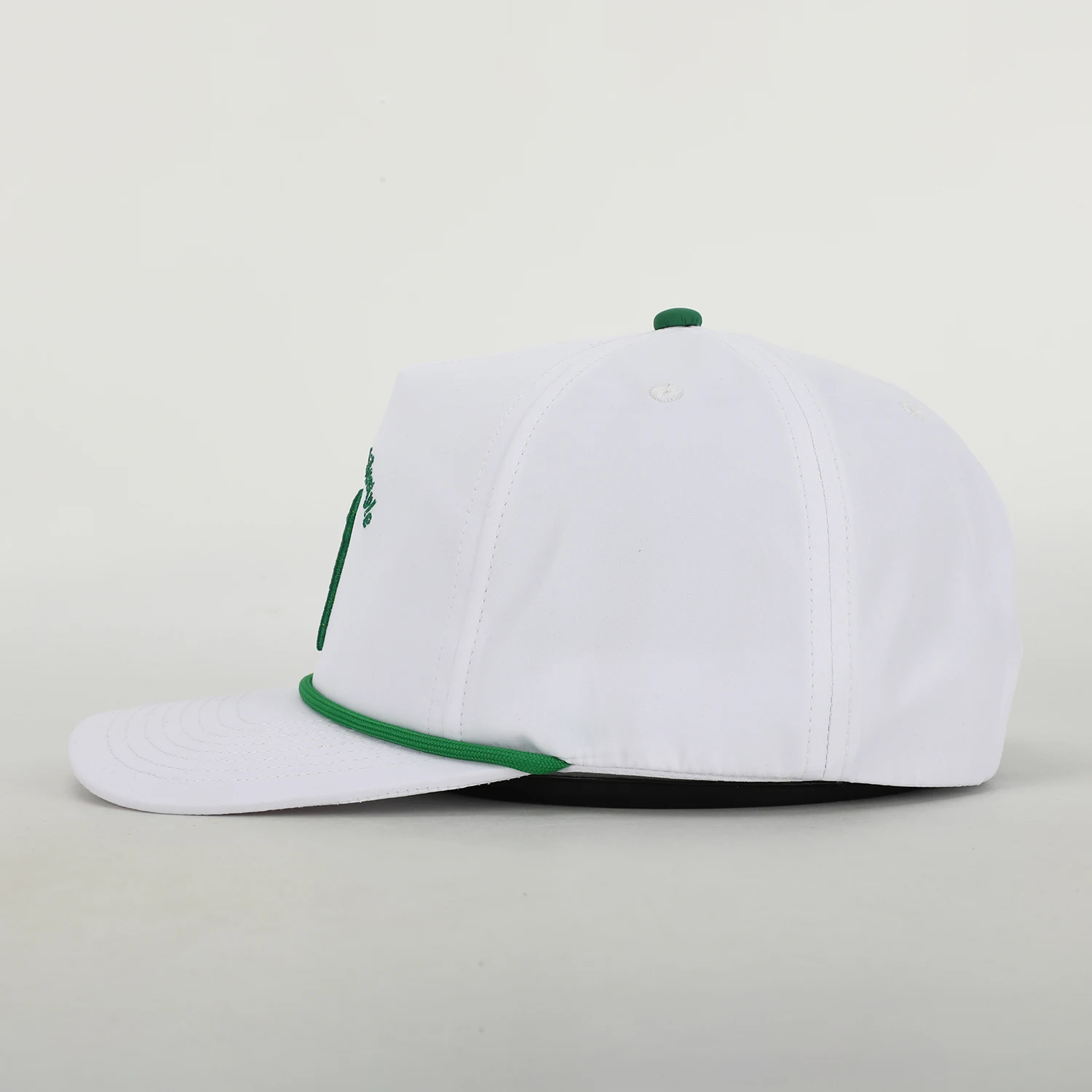 Custom 5 Panel Embroidery Logo Rope Baseball Cap,Sport Running Dad Gorras,100% Polyester Unstructured Quick Dry White Golf Hat