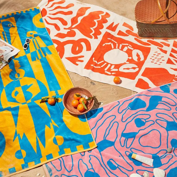 Light weight quick dry portable custom sublimation printing polyester adults extra size luxury sand free surf beach towel