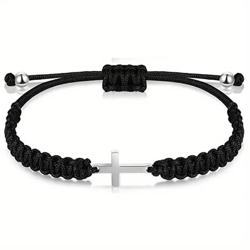 Hot Stainless Steel Cross Woven Rope Bracelet Friendship Couple Lucky Red String Bracelet Women Men Bracelet Jewelry