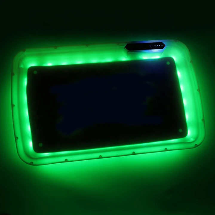 
OEM/ODM Plastic Rechargeable LED Weed Glow Rolling Tray for Bar Decoration 