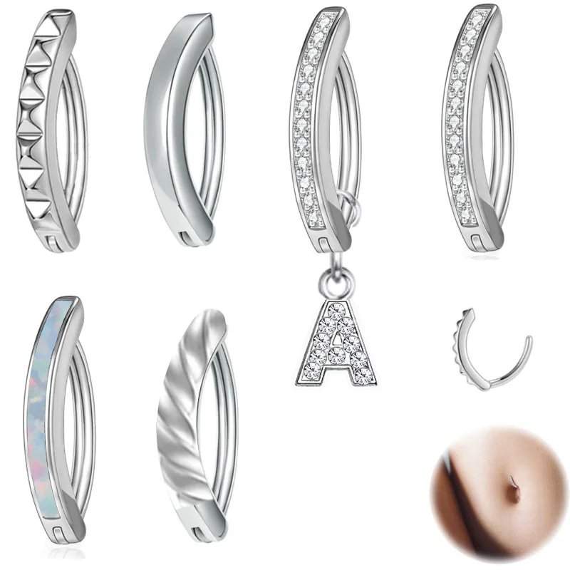Lateefah 316L Navel Rings Belly Button Nails Barbell Body 14G Clicker Navel Piercing