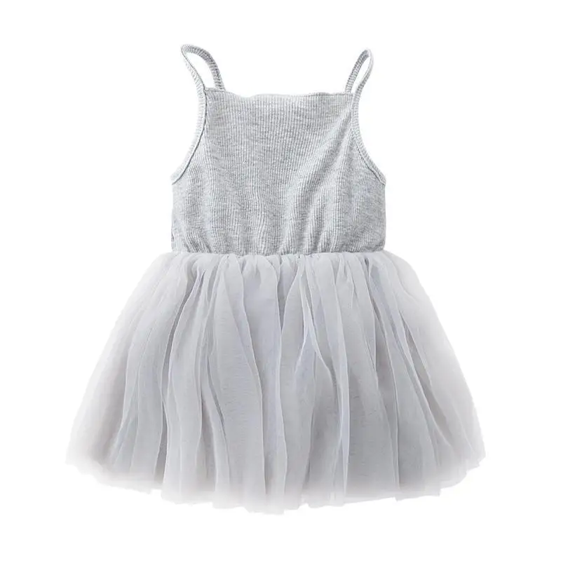 Wholesale Sleeveless Pink Chiffon Frocks Designs Soft Tulle Skirts Kids Baby Girls Princess Party Tutu Dress