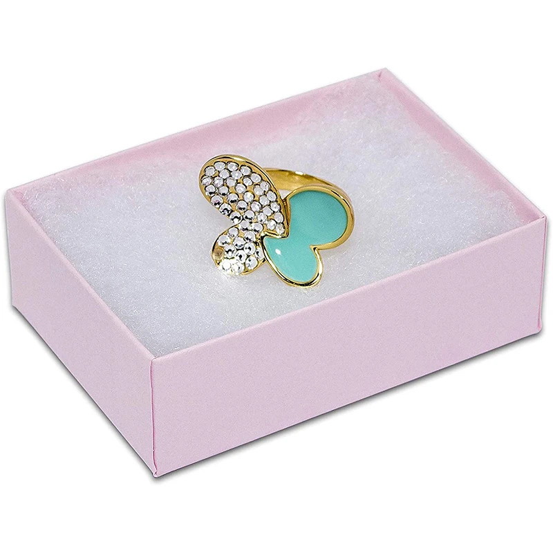 caja de joyeria Cotton Filled Cardboard Paper Jewelry Box Gift Case Pink