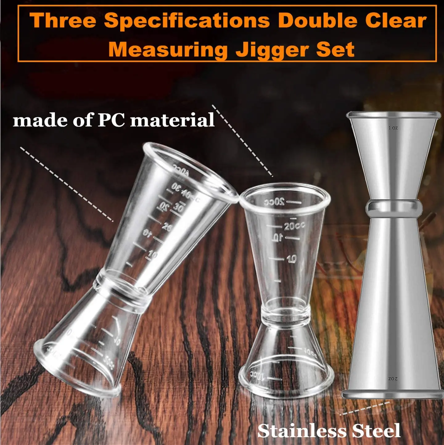 Durable Factory Direct Transparent Double Cocktail Jigger Food Grade Measuring Cup PC Plastic Cocktail Bar Jigger