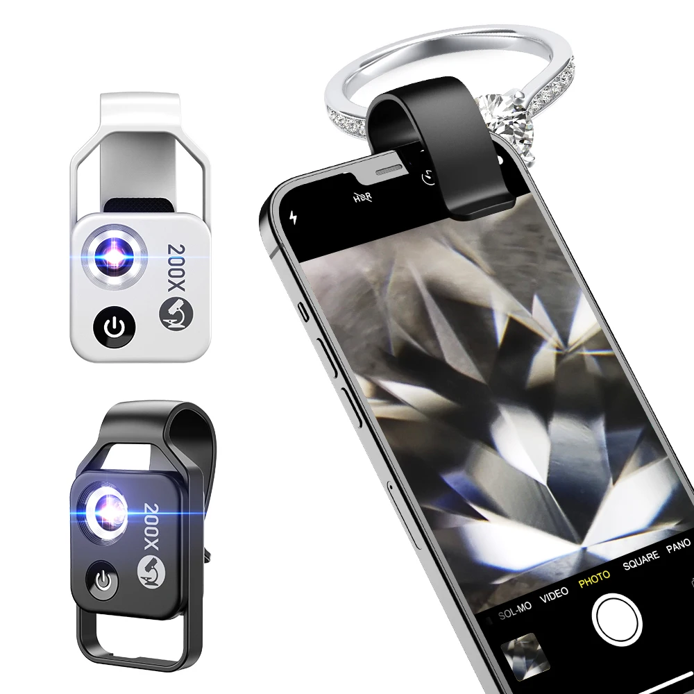 Apexel New Phone Gadget 200x Microscope Lens Macro Camera with Flash Fill Light for