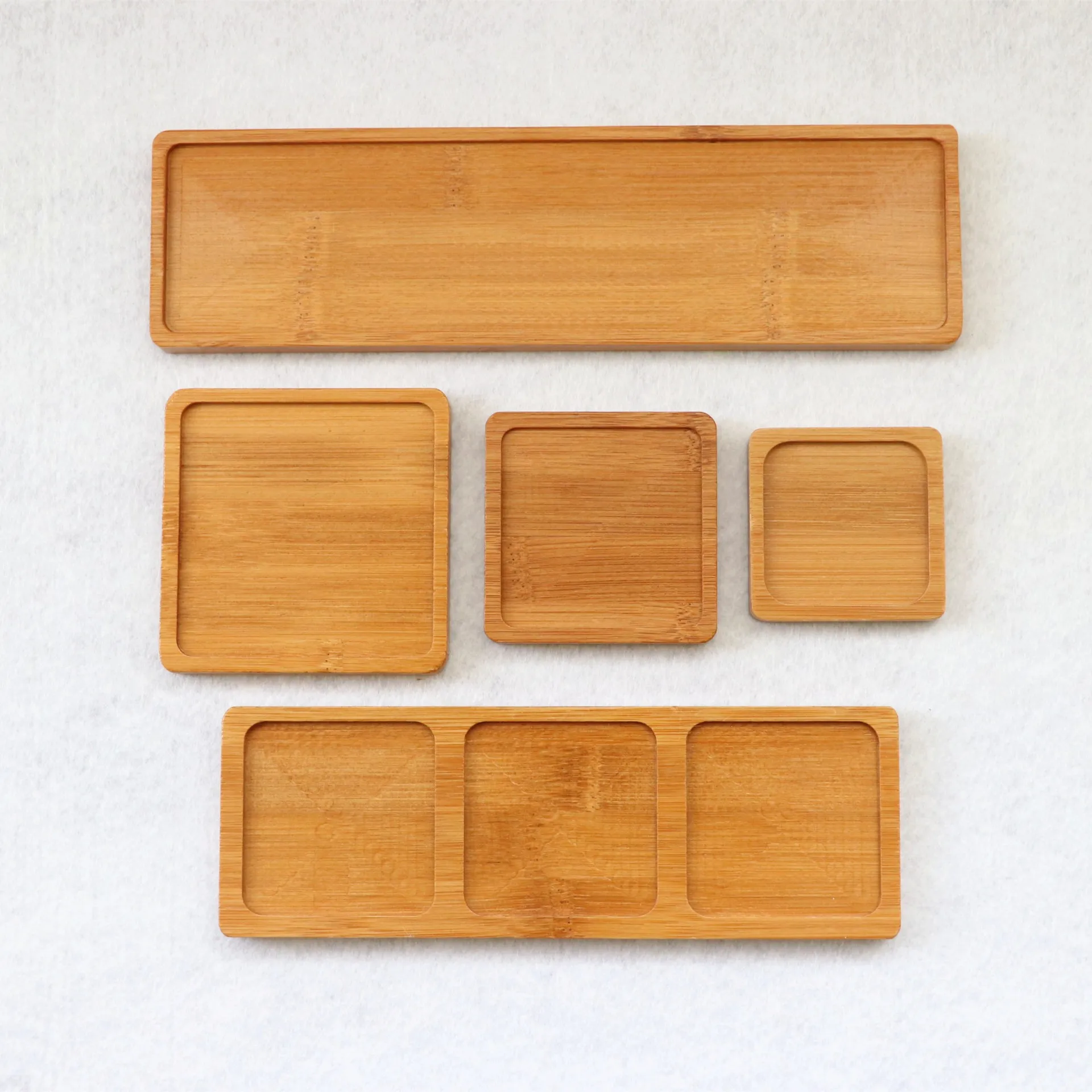 Wholesale Indoor Small Sustainable Durable Round Square Succulent Plant Saucers Flower Pot Bamboo Drip Trays for Sale