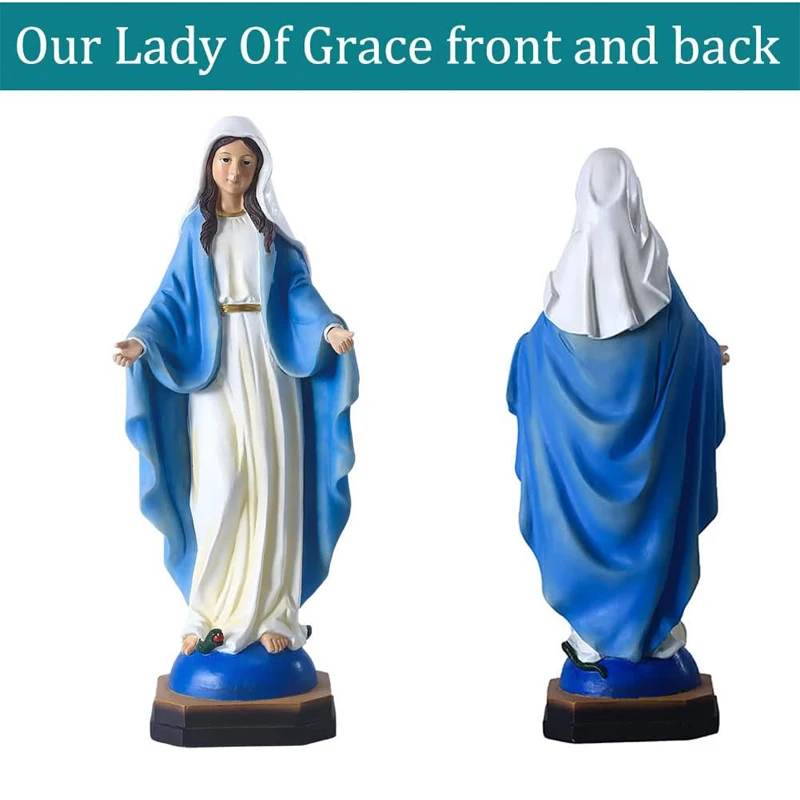 Resin Hand-Painted Virgin Mary Figure Religious Gift of Home Decor and Blessed Mother Statue