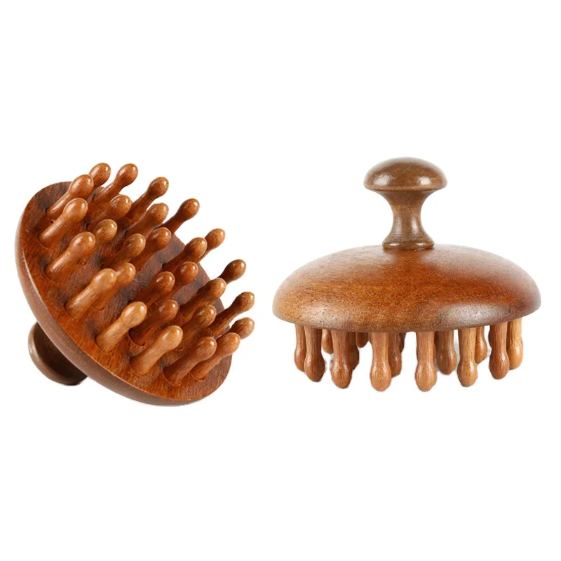 Round Tip Scalp Massager Comb for Dandruff Removal Hair Growth Stress Relax Wooden Scalp Massager