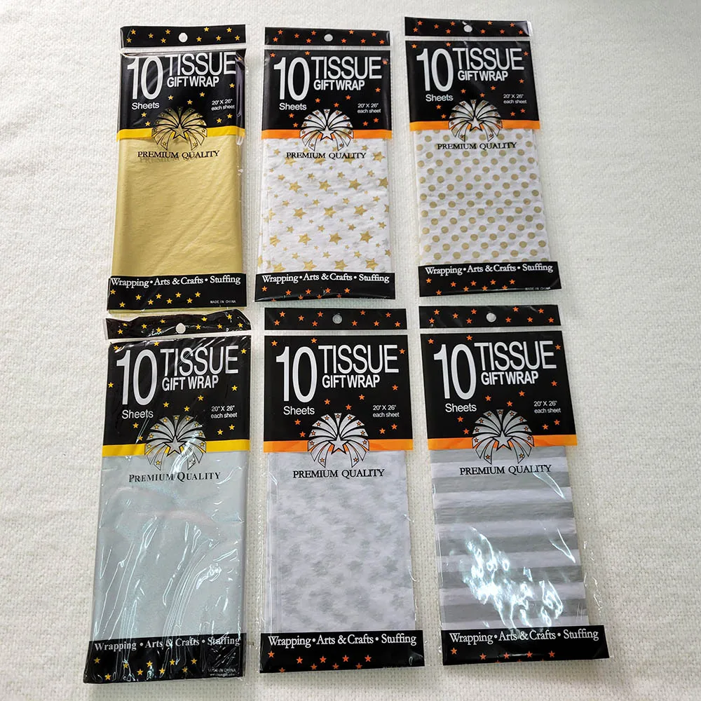 gold/silver print tissue paper