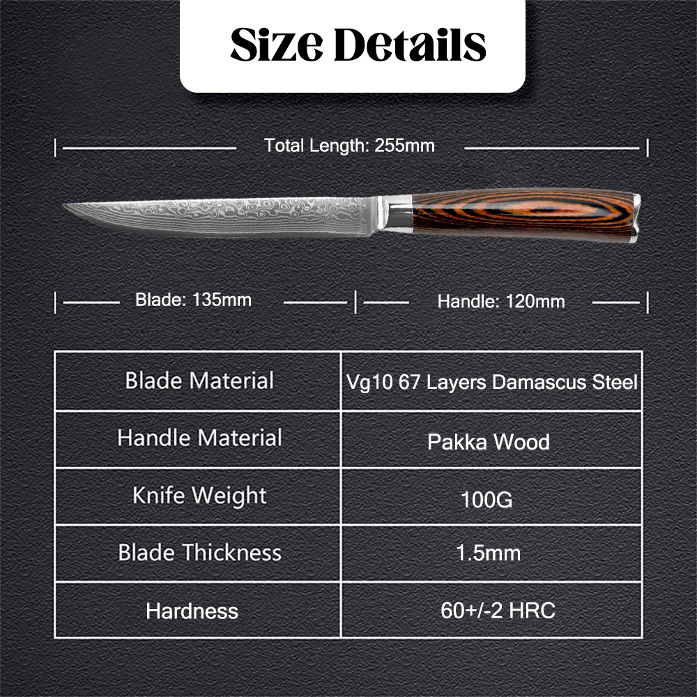 Big Discount Japanese Vg10 67 Layers Damascus Steel Steak Knife Set Of 4 Pieces Chef Kitchen Knives With Pakka Wood Handle