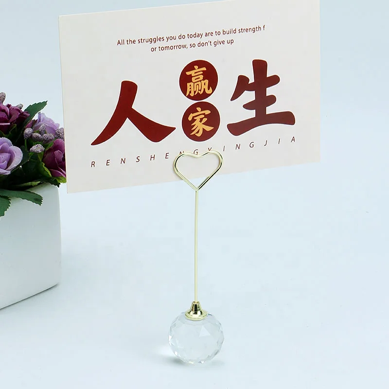 YS0811B 2022 New Product Superior Quality Metal Place Photo Note Name Stand Memo Clips Crystal Table Number Card Holder
