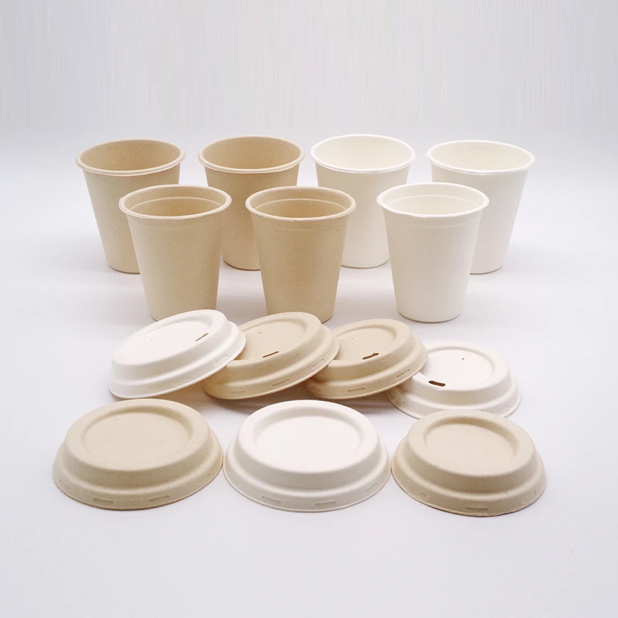 EcoNewLeaf Biodegradable Disposable Sugarcane Bagasse Pulp Paper Coffee Cup Drinking Cup