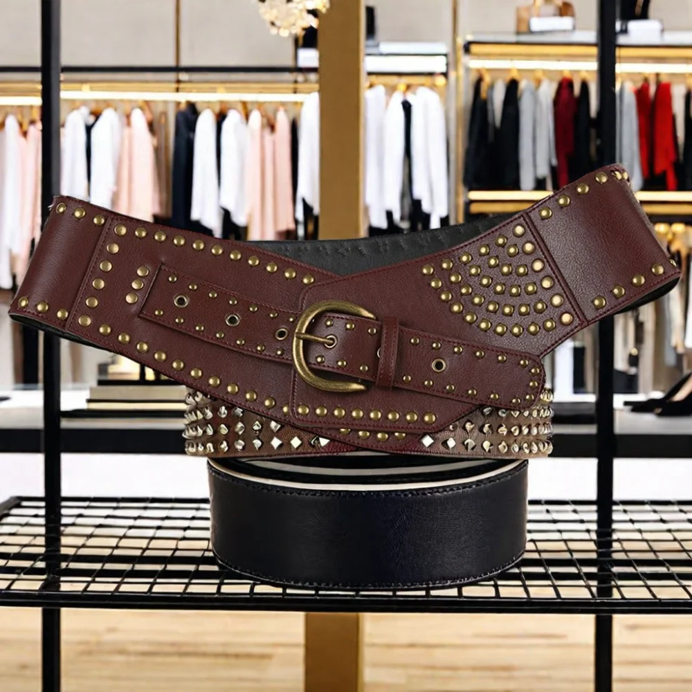 Vintage Exotic Retro Western Splicing Wide Trendy cowgirl Belt for Women Hot Girls Clothing & Heavy Industry Made Leather