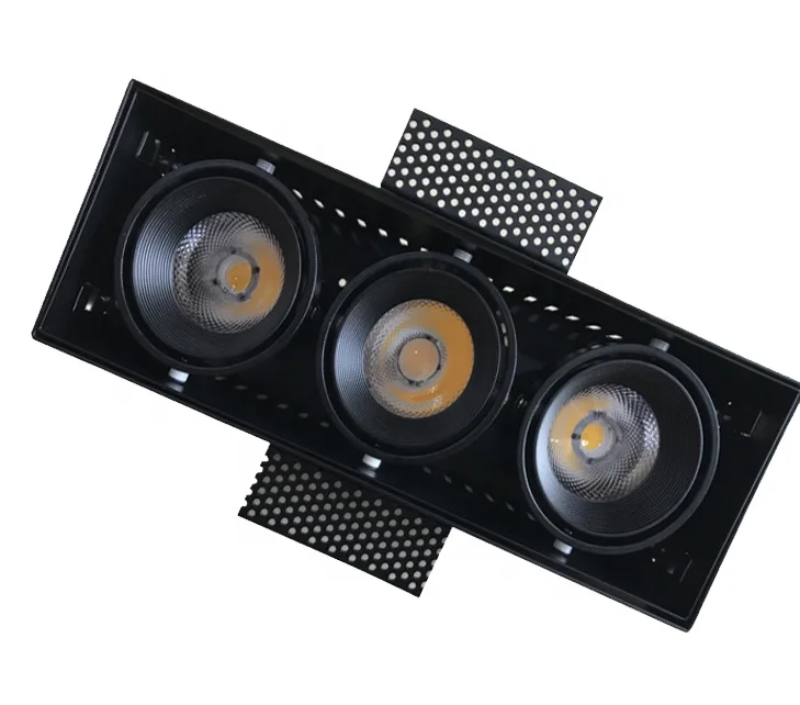 hotel lighting adjustable angle grille 2 HEADS 30w 	 trimless recessed down light for hotel downlights