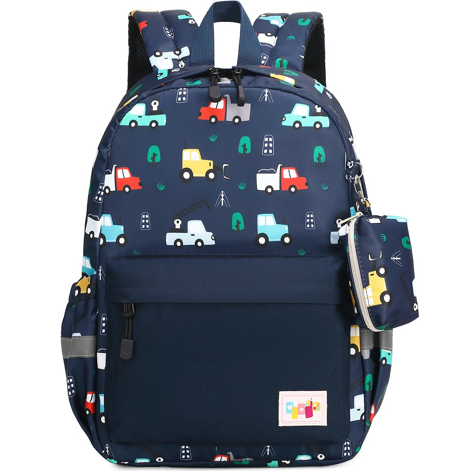 MOQ 50 custom logo car truck crane printing Customize Cartoon kids mochila escolar children bag school backpack for boys