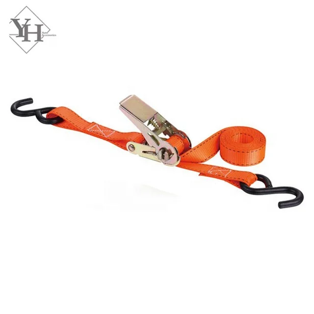 
1inch 25mm 5m ratchet tie down straps ratchet lashing belt with rubber S hook 