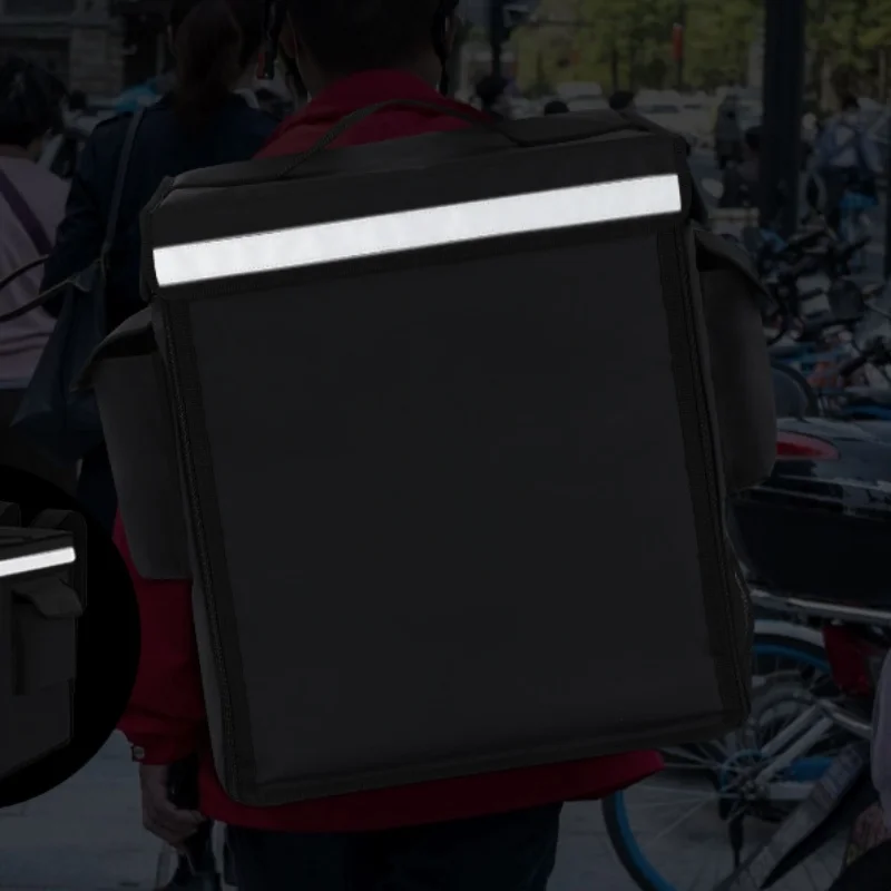 Large Capacity Insulated Delivery Bags For Bike With Reflective Strip Fold-able Food Delivery Backpack