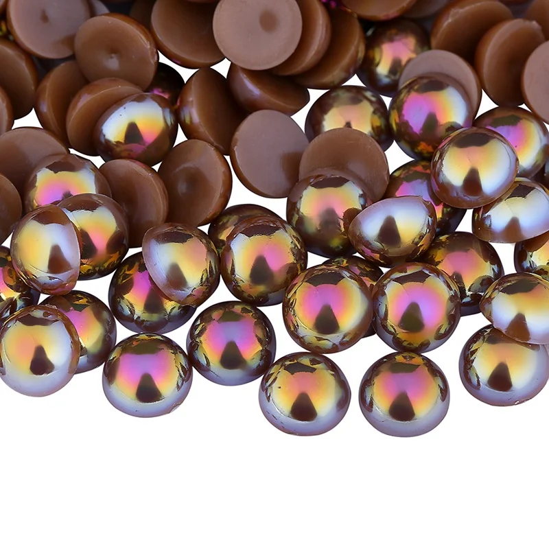 Meiyin Meilin Flat Back Pearl Pink AB Rhinestone Applique Half Round Beads Flatback loose pearls jewelry Decoration