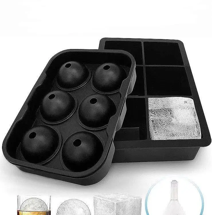 6 Cavity Food Grade Ball Shape Silicone Ice Tray / Silicone Round Shape Ice Cube Tray Mold/Silicone Ice Ball Maker