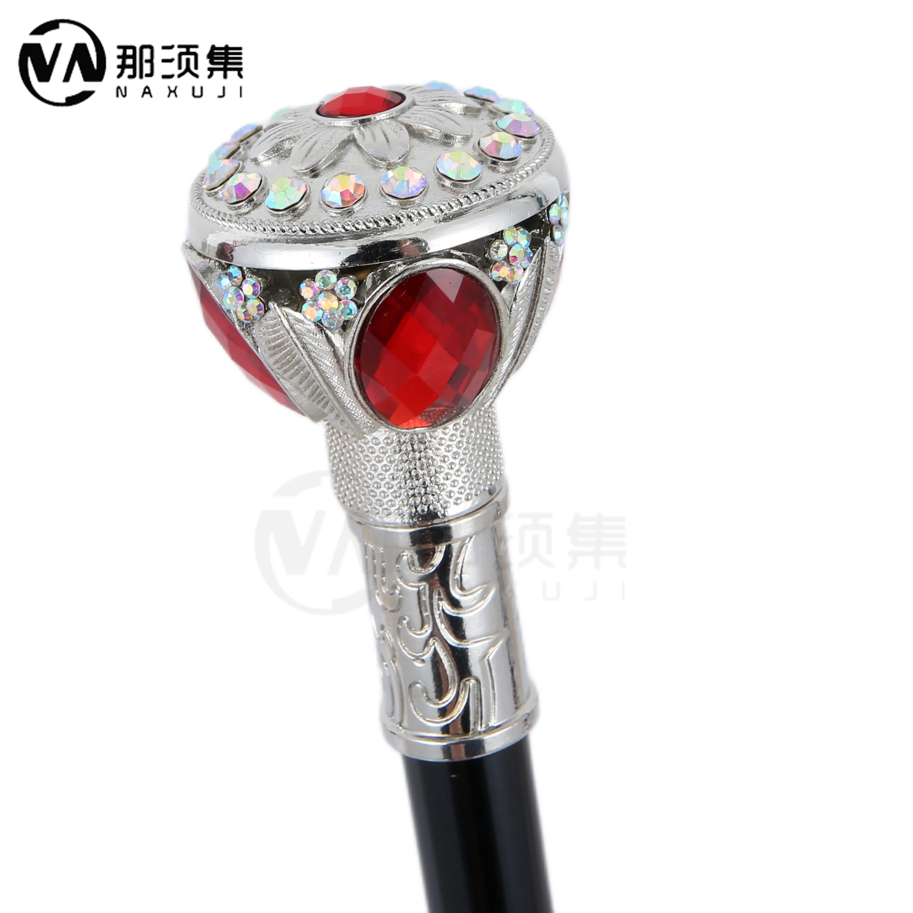 Gold and silver handle inlaid with diamonds Luxury Walking Stick Fashion Cane Plate Cosplay Crosier Stick 92cm