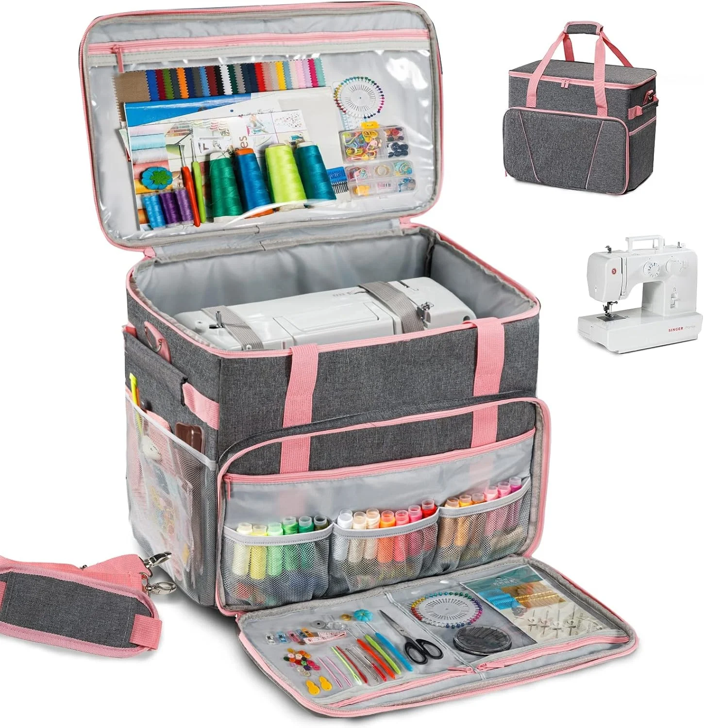 Sewing machine case tote bag, travel case, universal sewing box organizer bag Brother, Singer, Bernina and most standard sizes