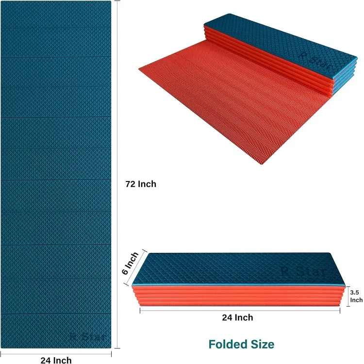 6mm Thick Lightweight and Easy to Store Anti-Slip Folding Exercise Yoga  Mat for Yoga Pilates Home Workouts and Floor Exercises