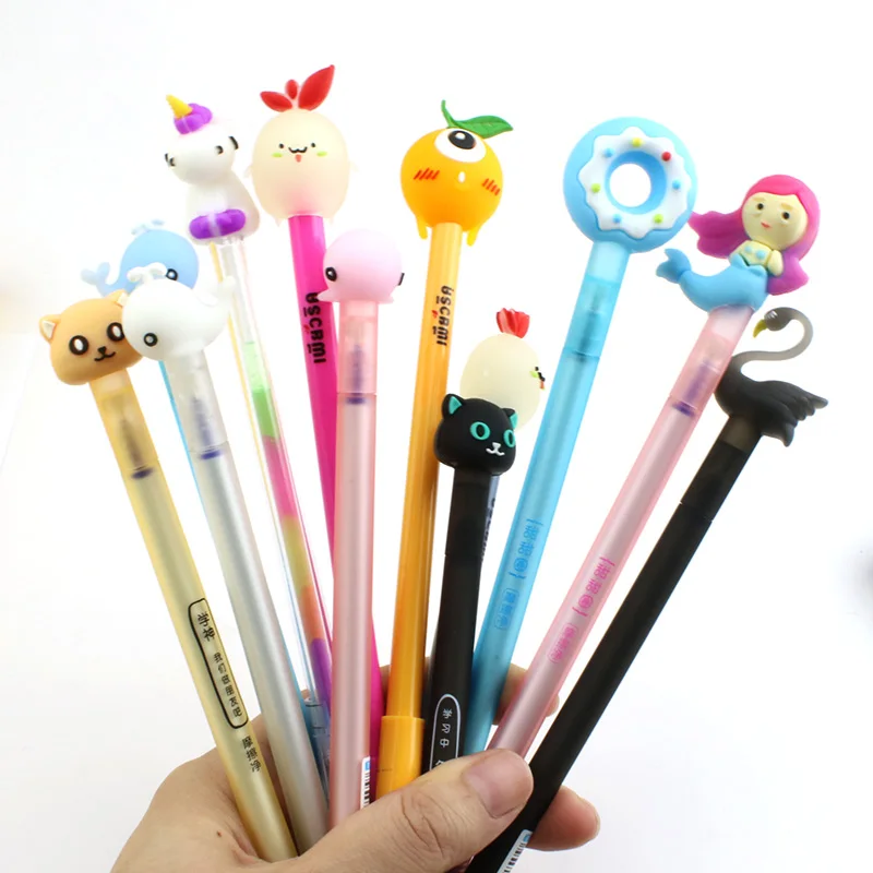 Hot sales cute cartoon ball pens kawaii click fancy fruit character wholesale gift ballpoint pen