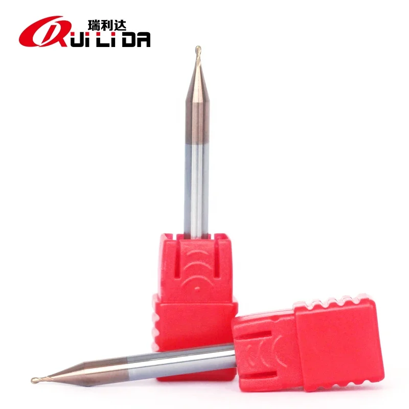 RLD high quality HRC55 2 flutes  ball nose 1mm end mill R0.5x50mm cnc milling cutter for steel