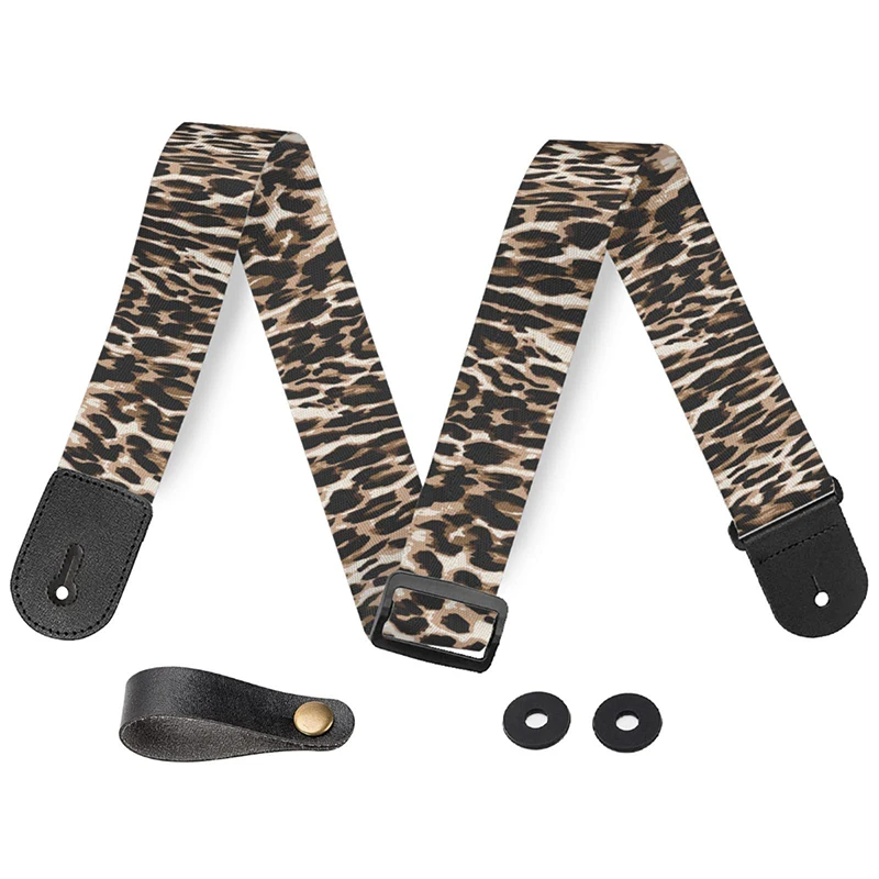 Custom Polyester Guitar Strap Classical Leopard Print Bass Beginner Instrument Hold Accessories  Guitar Strap Lock Shoulder Belt