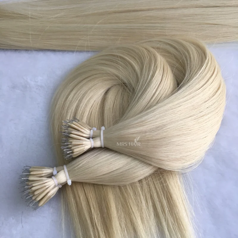 Wholesale Nano Ring Human Hair Extensions Silicon 100% Russian  Nano Ring Double Drawn Remy Human Hair Extension For Nano Ring