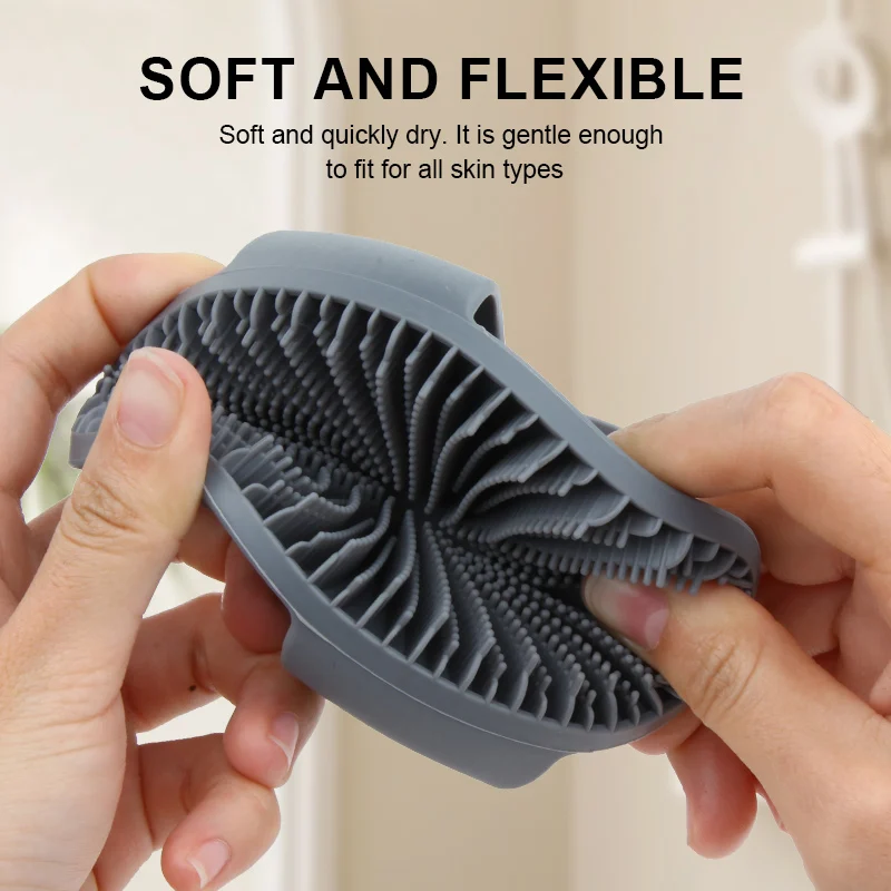 Eco Friendly Antimicrobial Silicone Body Scrubber Soft Shower Cleansing Brush All Kinds of Skin Gentle Exfoliating Scrub for Men