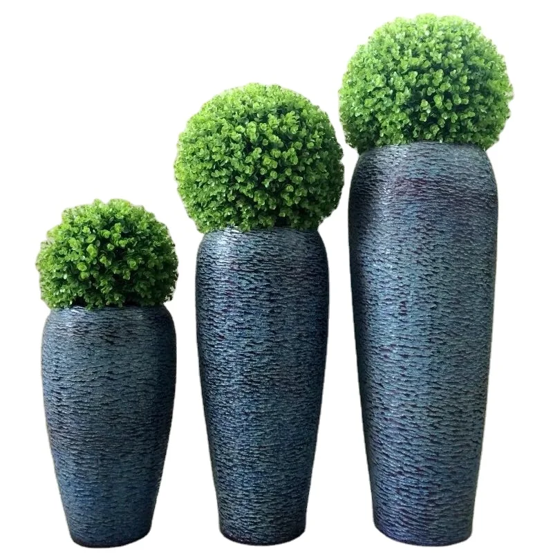 Modern Design Indoor Outdoor Fiberglass Pots Large Size Flower Pots Fiberstone Garden Planter Pot For Office Hotel Public