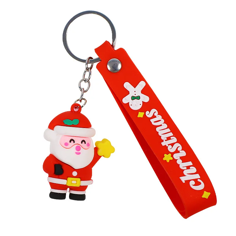 Новый брелок Санта-Клаус мультяшная фигурка 3D мягкий резиновый кулон для ключей автомобиля аксессуар Рождественский подарок