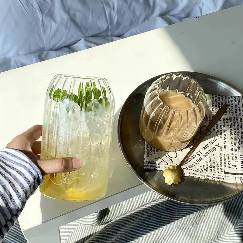 Ins Korean Style 500ml High Borosilicate Ice Cream Glass Cup Milk Tea Mug Clear Glass Cups Shot Glasses for Kitchen