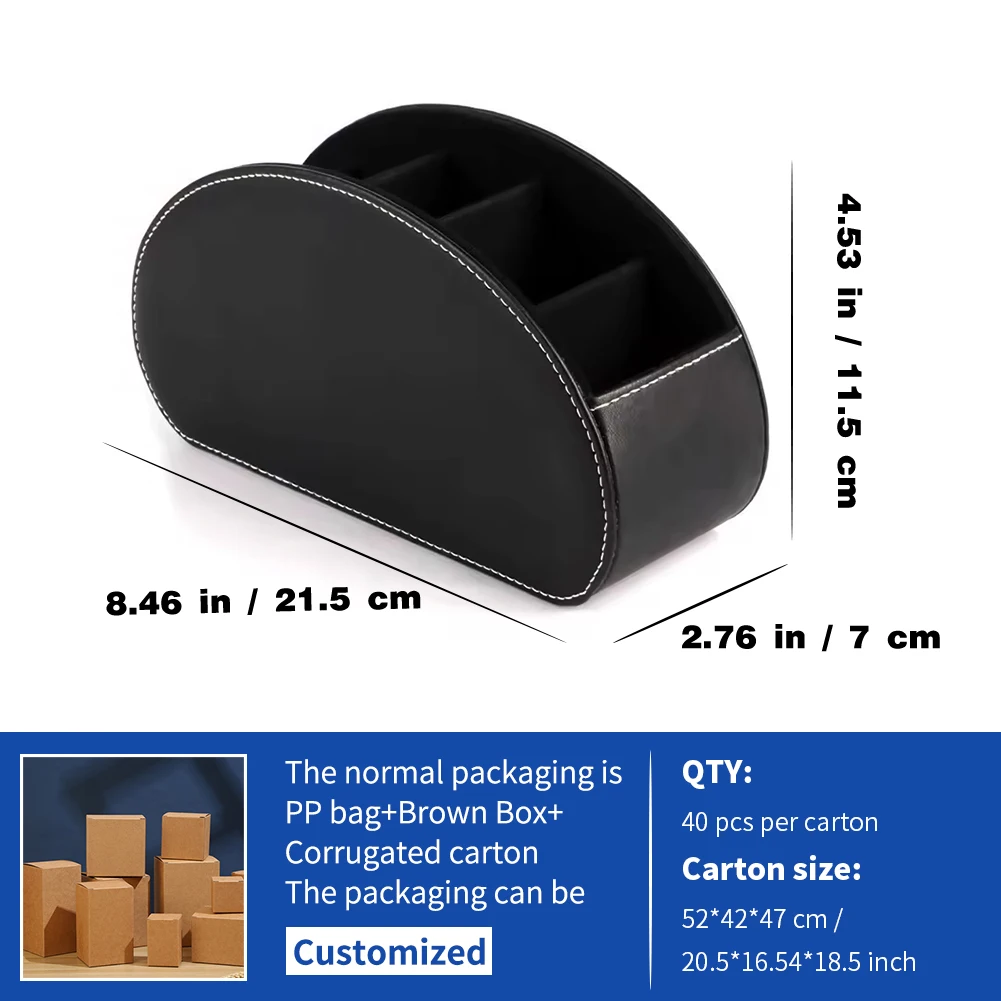 Multi-functional luxury PU leather remote control box holders home decor customs logo make up desk organizer