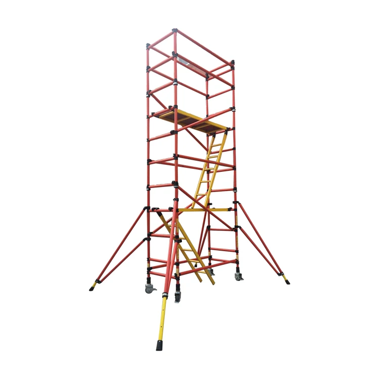 Insulated  Platform Scaffold Fiberglass Scaffold Plank with Wheels Corrosion Resistant Folding Safety Fiberglass Scaffolding