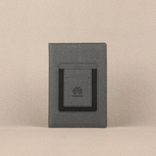 Custom A5 hardcover thermo PU notepad journal notebook with front pocket and card socket
