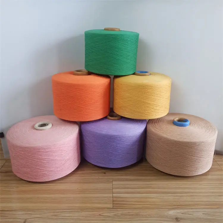Low Price Good Strength Weaving Knitting Yarn 50% Cotton 50% Polyester Blended End Recycled Cotton Staple Spun Carded Yarn