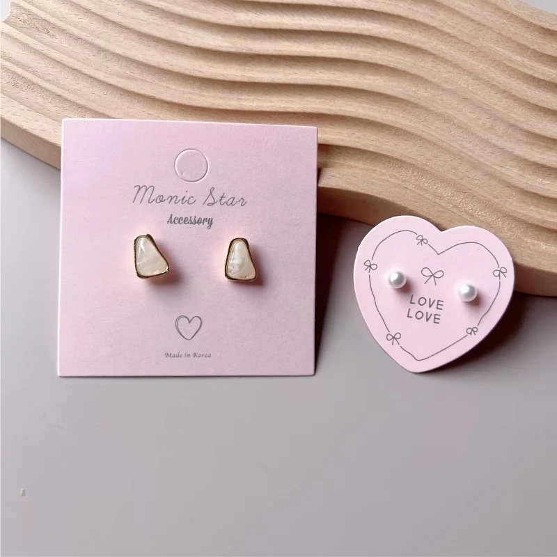 Wholesale customized luxury pink matte paper logo printed Jewelry earring display hold cards